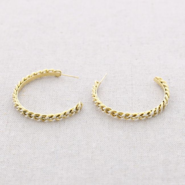 STEEL ENAMEL BRAIDED HOOP EARRINGS