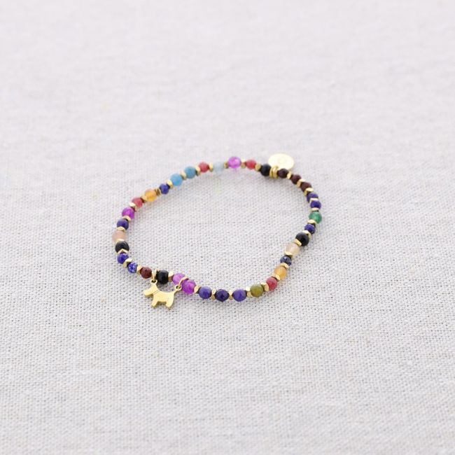 ELASTIC STEEL BEADED PUPPY PENDANT BRACELET