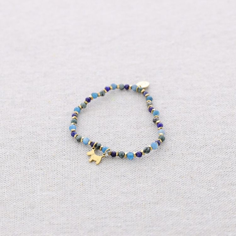 ELASTIC STEEL BEADED PUPPY PENDANT BRACELET 2