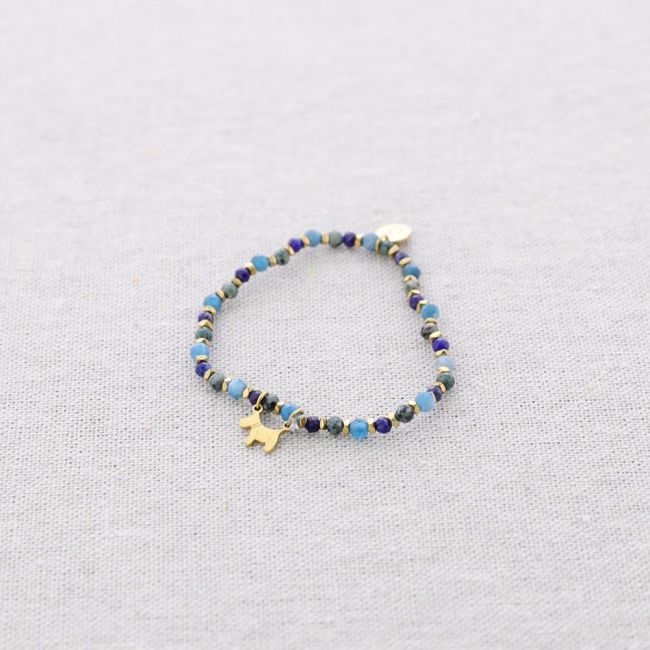ELASTIC STEEL BEADED PUPPY PENDANT BRACELET
