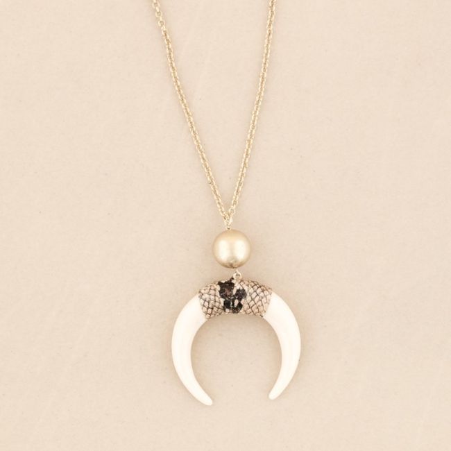 PYTHON RESIN HORN PENDANT LONG NECKLACE