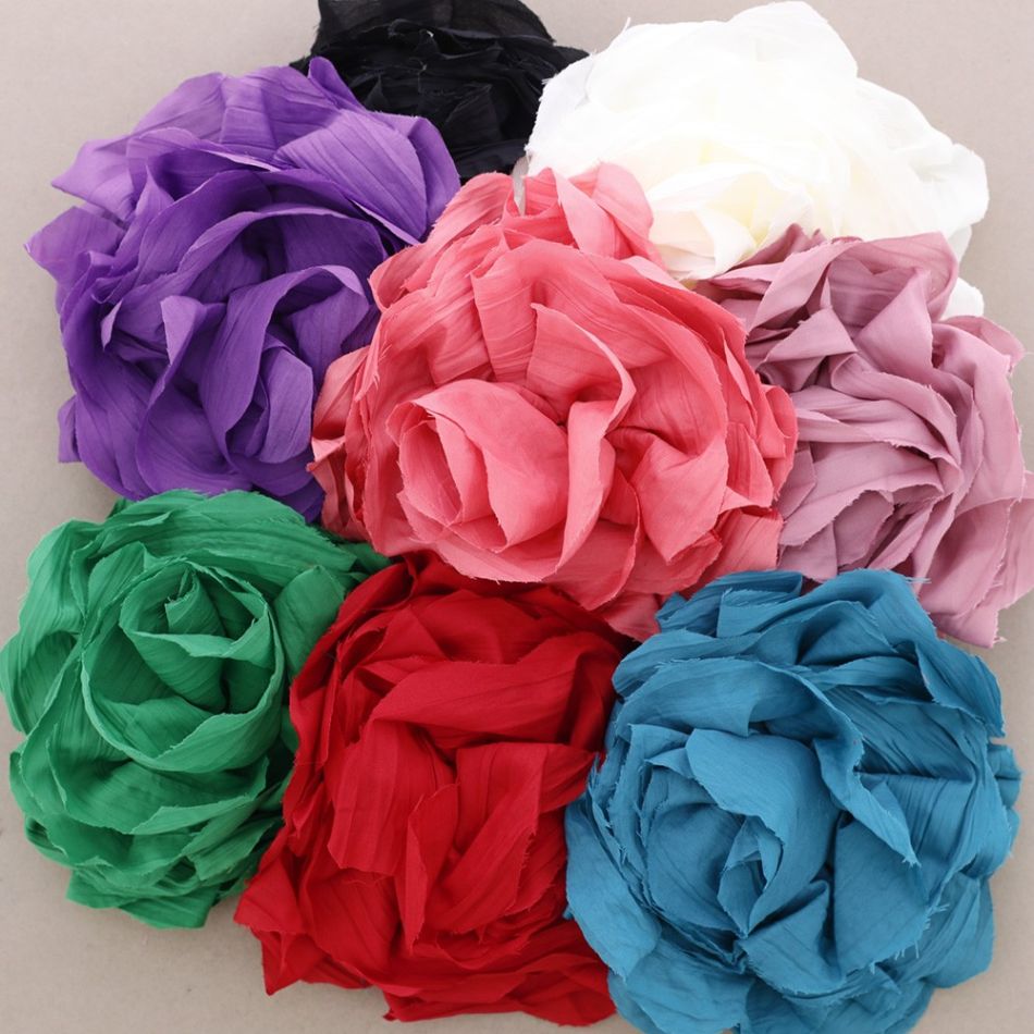 BROCHE FLOR TELA FRUNCIDA 17CM