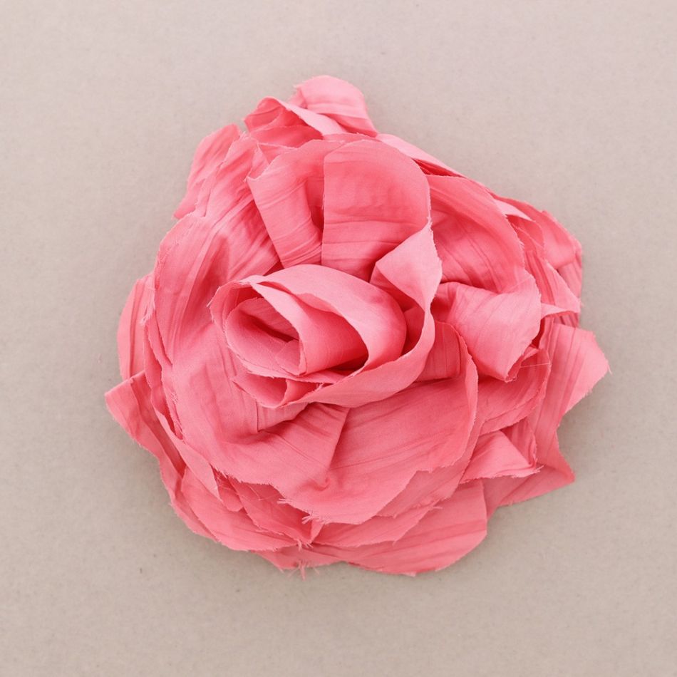 GATHERED FABRIC FLOWER BROOCH 17CM