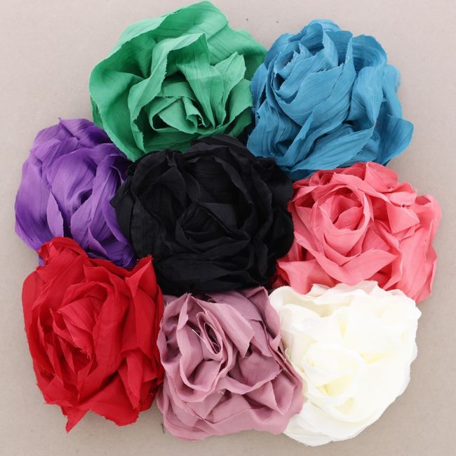 BROCHE FLOR TELA FRUNCIDA 14CM