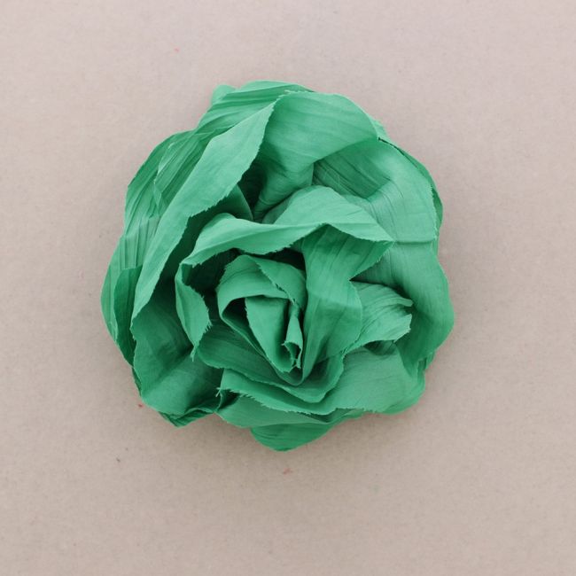 GATHERED FABRIC FLOWER BROOCH 14CM