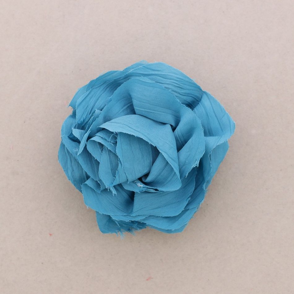 GATHERED FABRIC FLOWER BROOCH 9CM