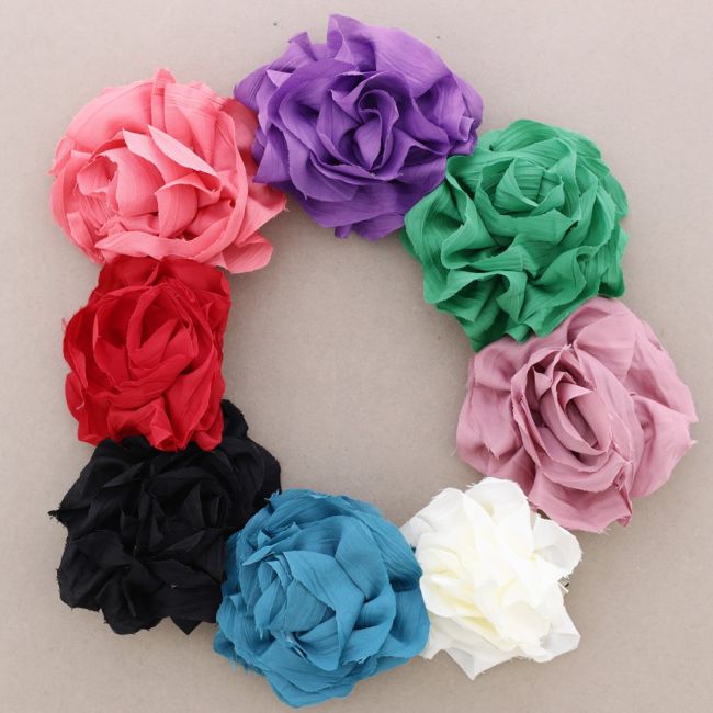 BROCHE FLOR TELA FRUNCIDA 9CM