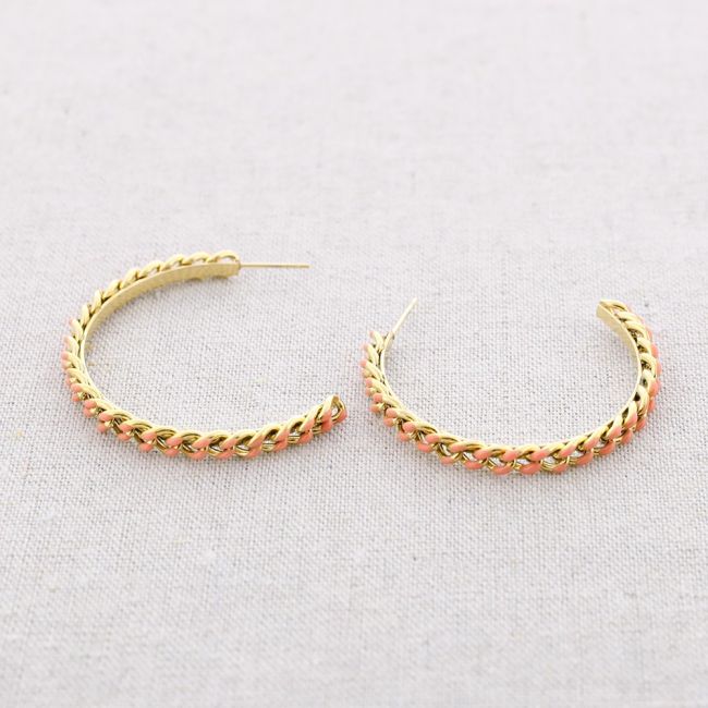 STEEL ENAMEL BRAIDED HOOP EARRINGS