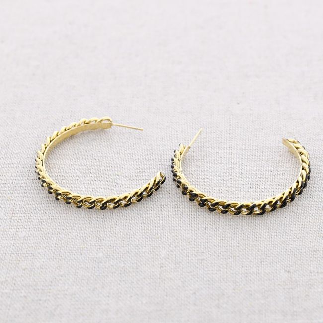 STEEL ENAMEL BRAIDED HOOP EARRINGS