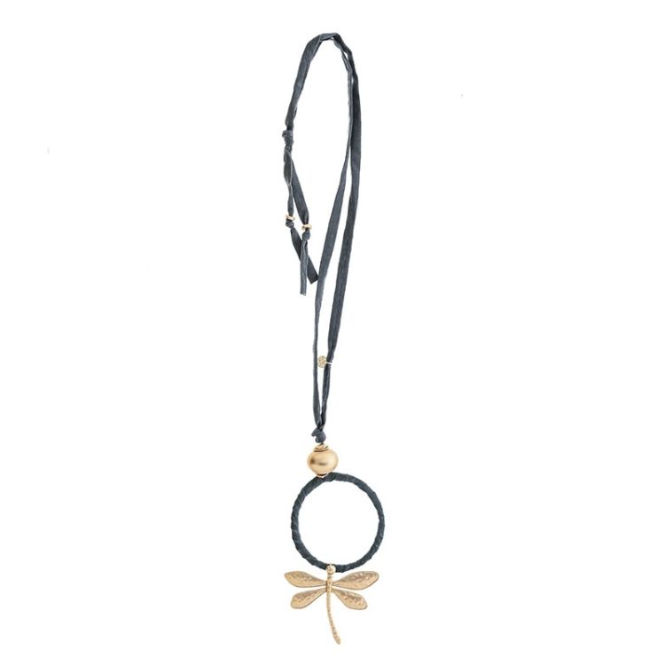METAL DRAGONFLY PENDANT LONG TUBE NECKLACE 2