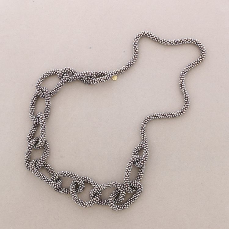 COLLAR LARGO ESLABONES CRISTALES FACETADOS