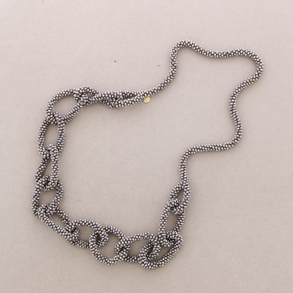 COLLAR LARGO ESLABONES CRISTALES FACETADOS