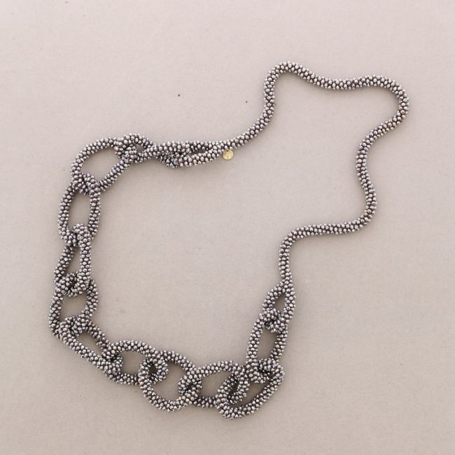 COLLAR LARGO ESLABONES CRISTALES FACETADOS