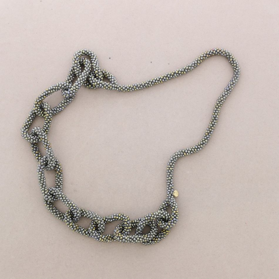 COLLAR LARGO ESLABONES CRISTALES FACETADOS