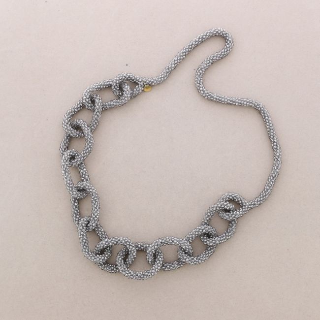 COLLAR LARGO ESLABONES CRISTALES FACETADOS