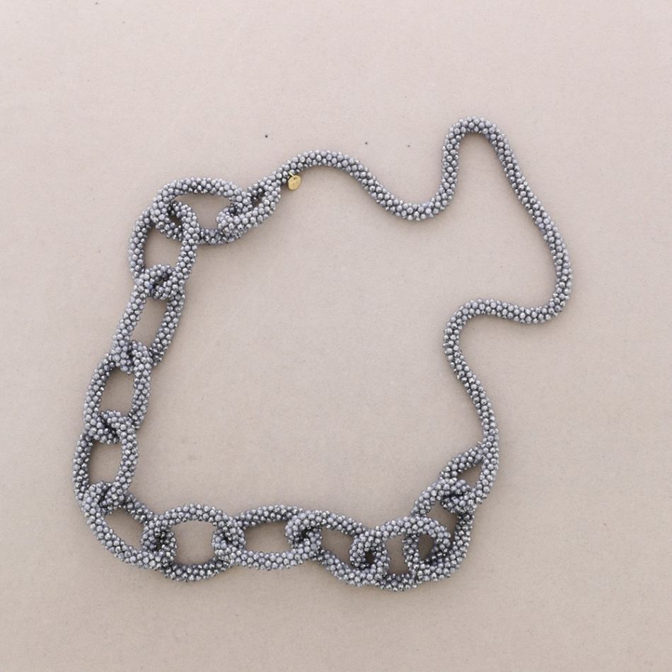 COLLAR LARGO ESLABONES CRISTALES FACETADOS