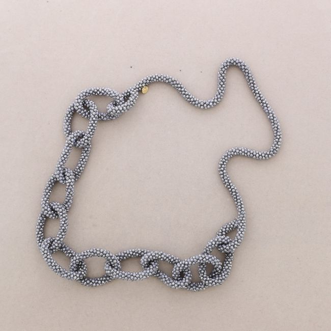 COLLAR LARGO ESLABONES CRISTALES FACETADOS