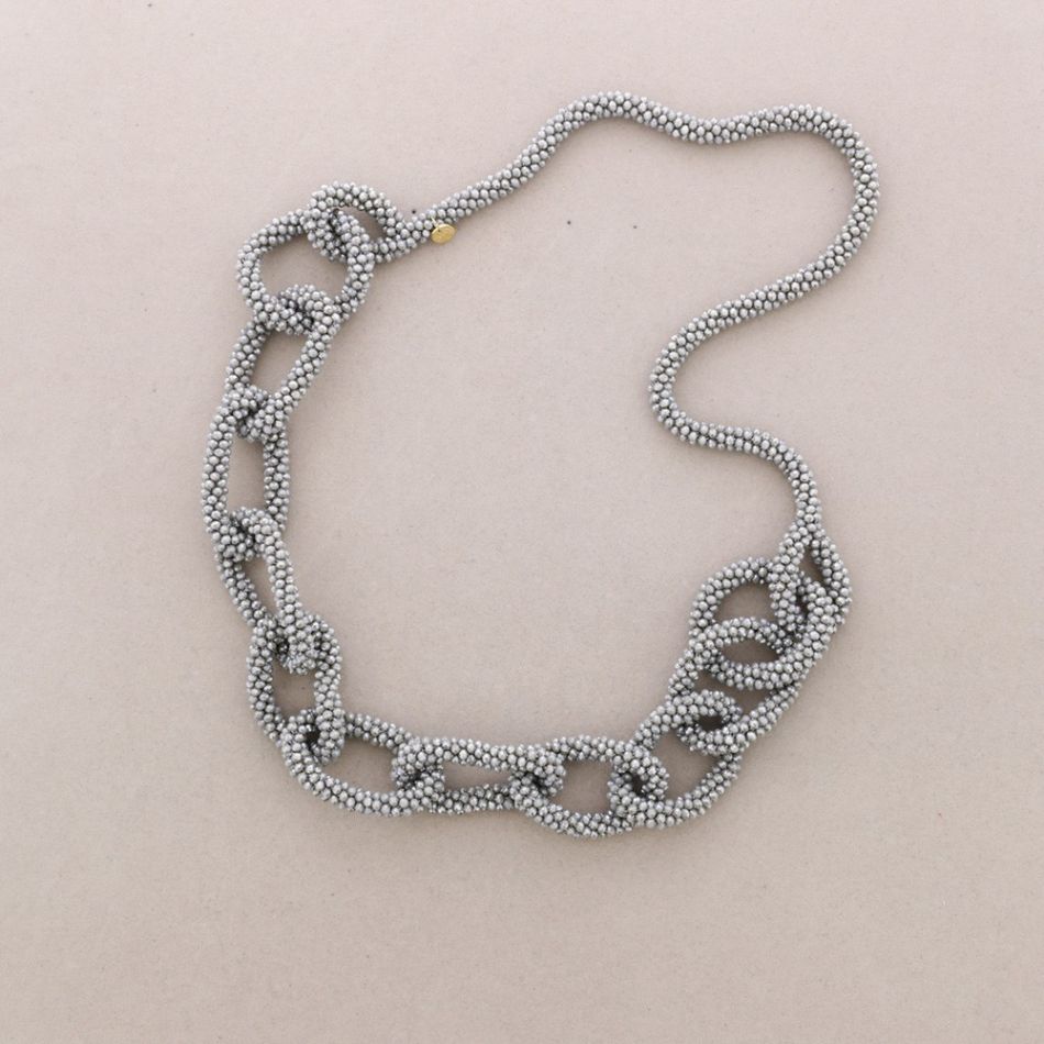 COLLAR LARGO ESLABONES CRISTALES FACETADOS