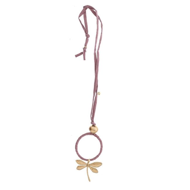 METAL DRAGONFLY PENDANT LONG TUBE NECKLACE