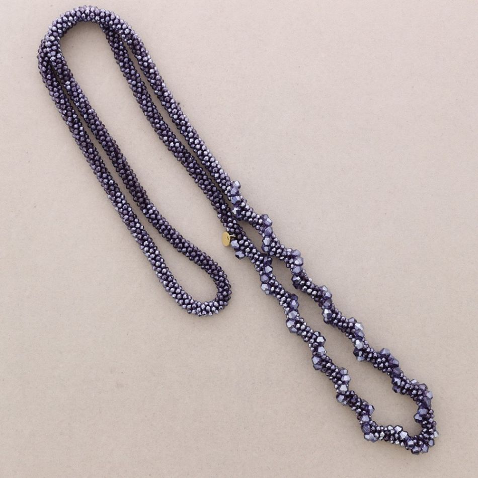 LONG NECKLACE WITH FACETED CRYSTALS