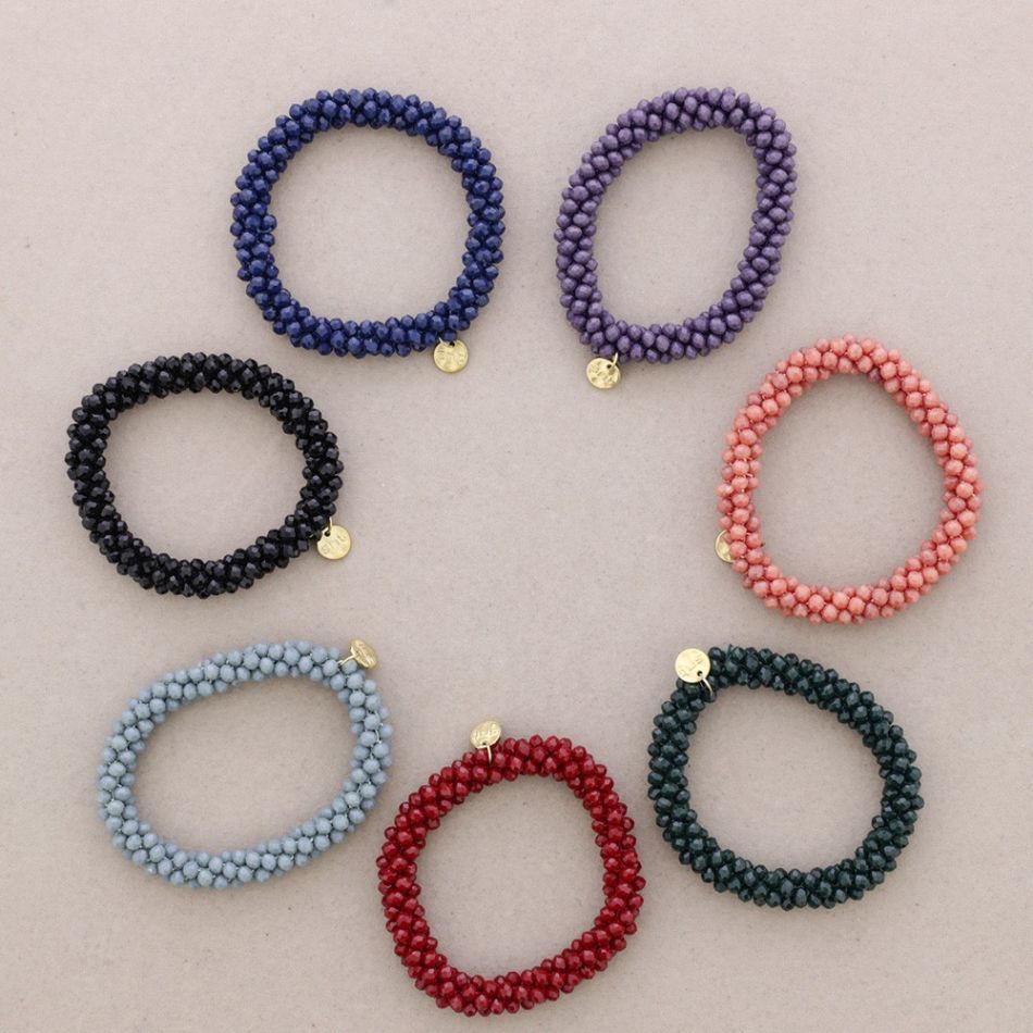 ELASTIC BRACELET WITH FACETED CRYSTALS