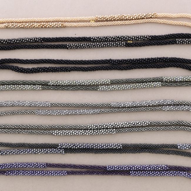TWO-TONE LONG NECKLACE WITH FACETED CRYSTALS