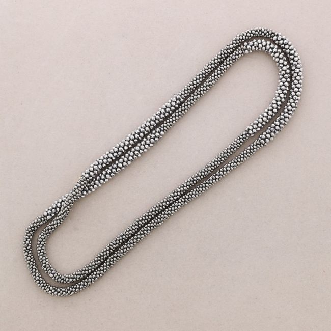 TWO-TONE LONG NECKLACE WITH FACETED CRYSTALS