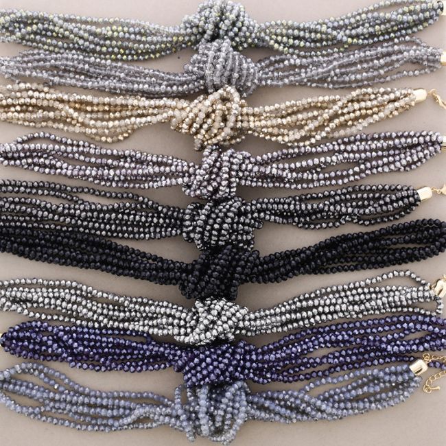 FACETED CRYSTALS KNOT NECKLACE