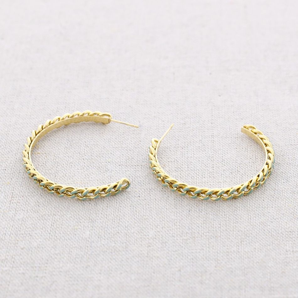 STEEL ENAMEL BRAIDED HOOP EARRINGS