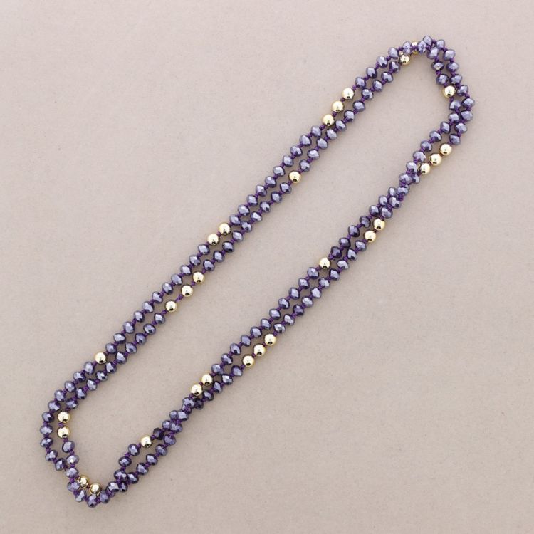 LONG NECKLACE WITH FACETED CRYSTAL BALLS