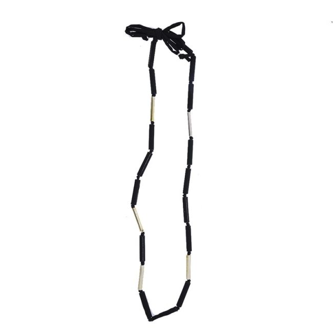 COLLAR LARGO TUBO LAZO CUENTAS METAL