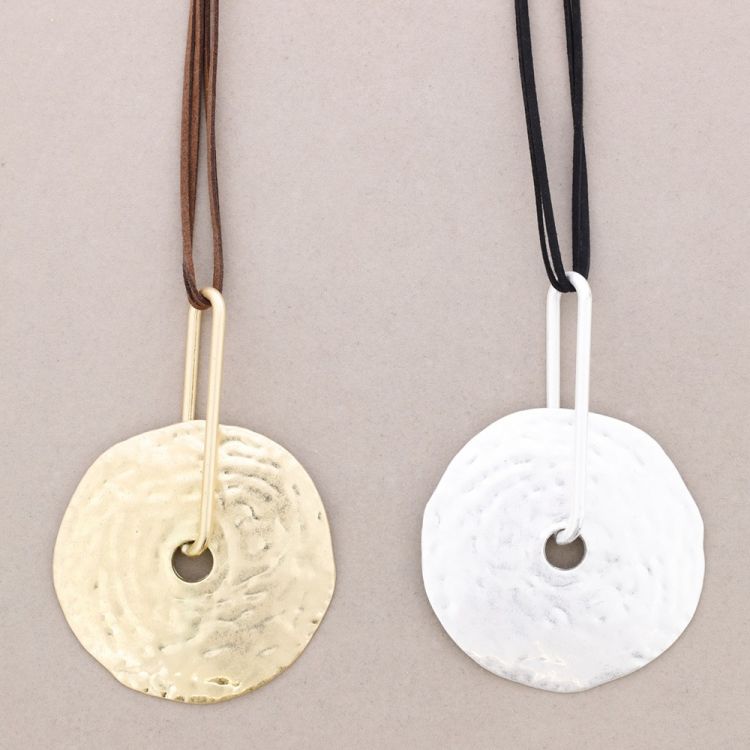 LONG METAL DONUT PENDANT NECKLACE 2