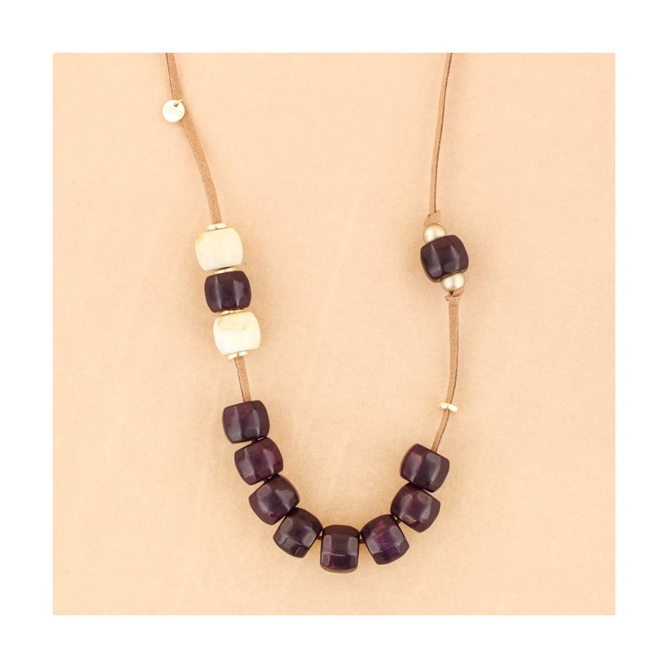 COLLAR LARGO CUENTAS RESINA