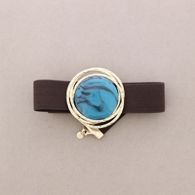 RESIN METAL MEDALLION ELASTIC BELT