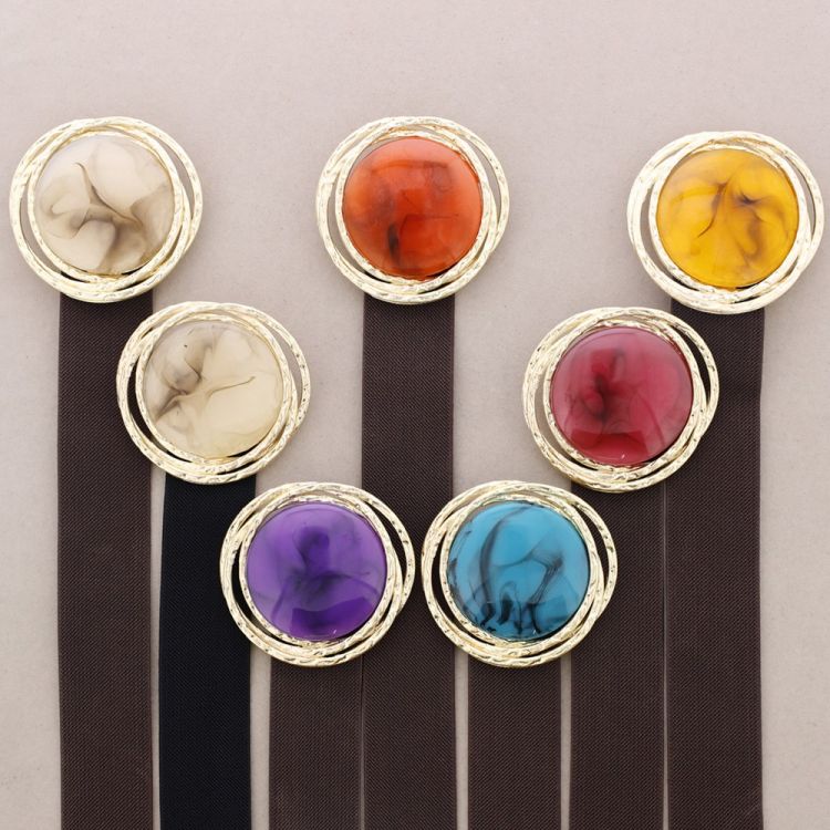 RESIN METAL MEDALLION ELASTIC BELT 2
