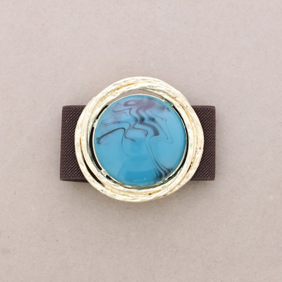 RESIN METAL MEDALLION ELASTIC BRACELET