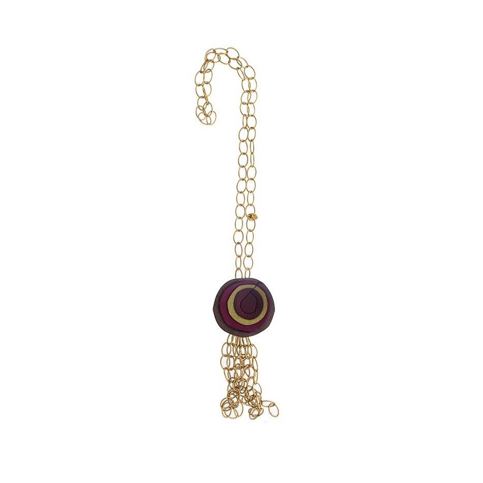 LONG NECKLACE PENDANT FLOWER IMITATION LEATHER FRINGE CHAIN
