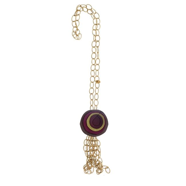 LONG NECKLACE PENDANT FLOWER IMITATION LEATHER FRINGE CHAIN