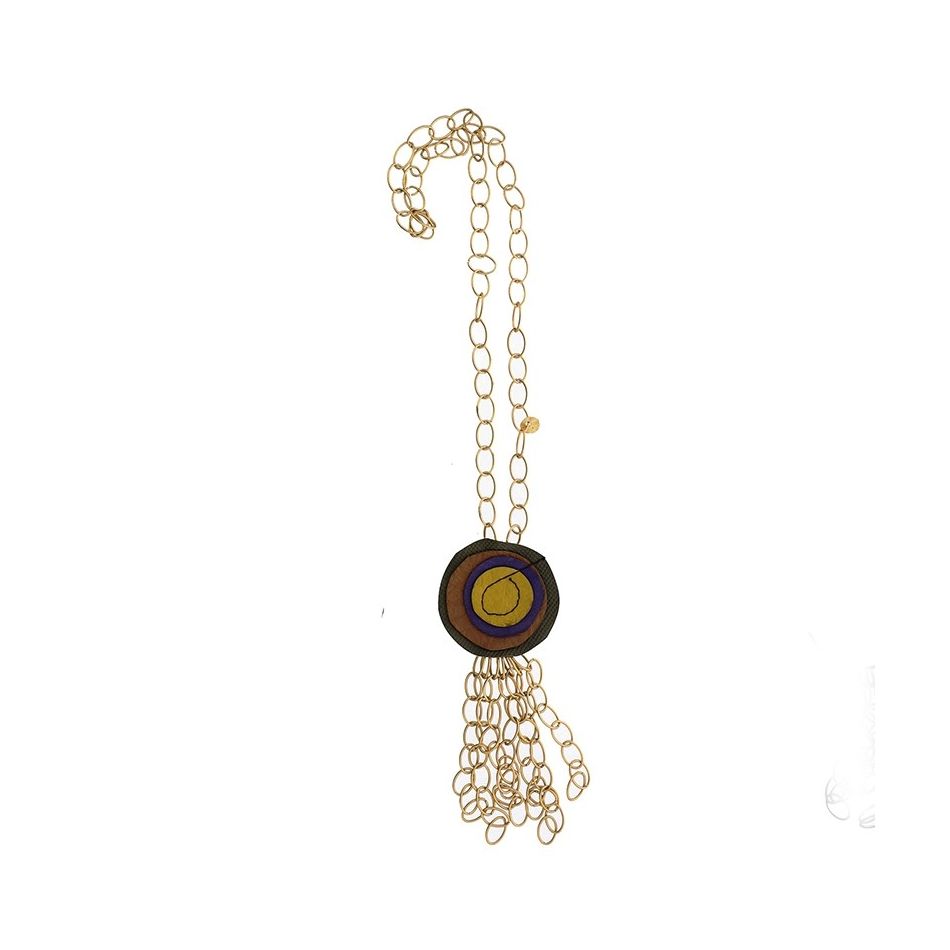 LONG NECKLACE PENDANT FLOWER IMITATION LEATHER FRINGE CHAIN