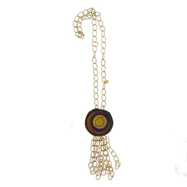 LONG NECKLACE PENDANT FLOWER IMITATION LEATHER FRINGE CHAIN