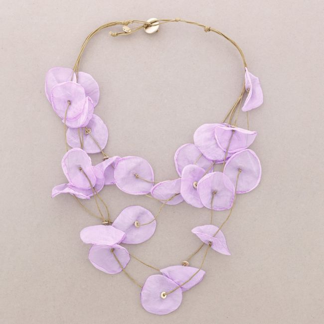 5 LEVELS FABRIC PETALS NECKLACE