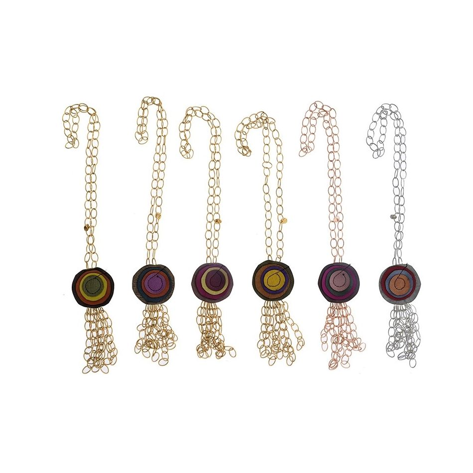 LONG NECKLACE PENDANT FLOWER IMITATION LEATHER FRINGE CHAIN