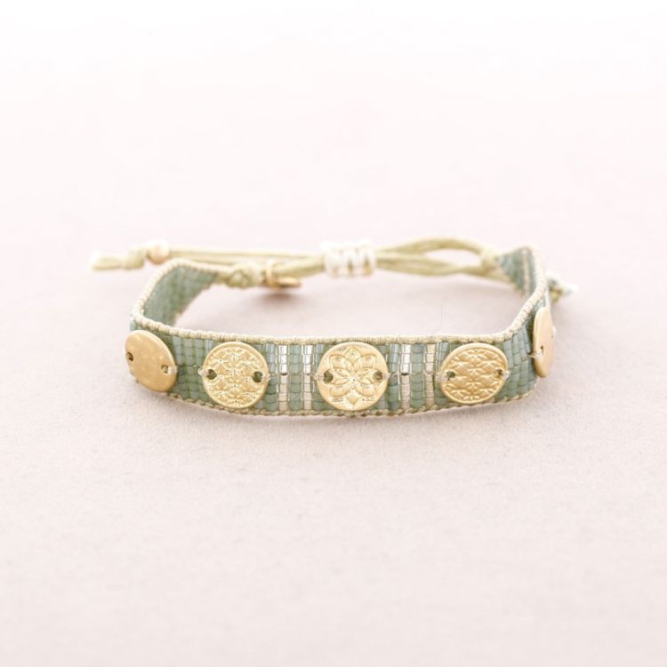 MACRAMÉ BRACELET WITH MIYUKI BEADS METAL ORNAMENTS