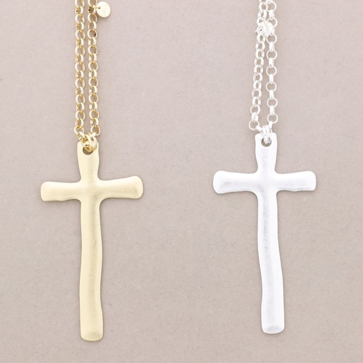 LONG METAL CROSS PENDANT NECKLACE 2