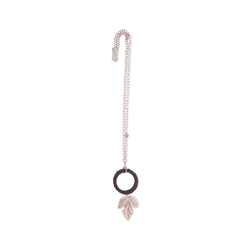 METAL LEAF PENDANT CHAIN LONG NECKLACE