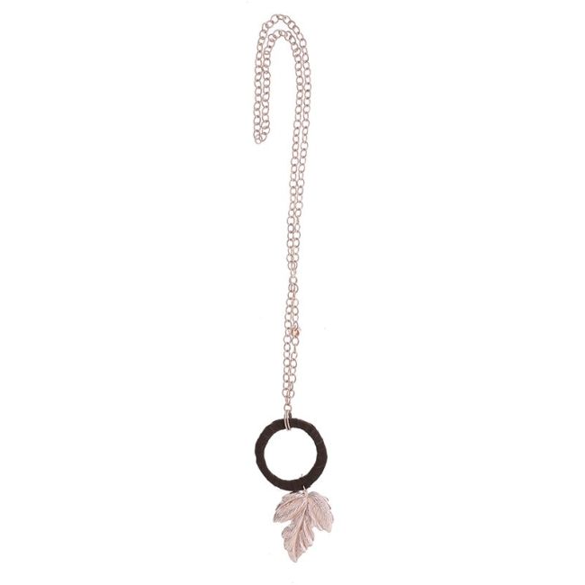 METAL LEAF PENDANT CHAIN LONG NECKLACE