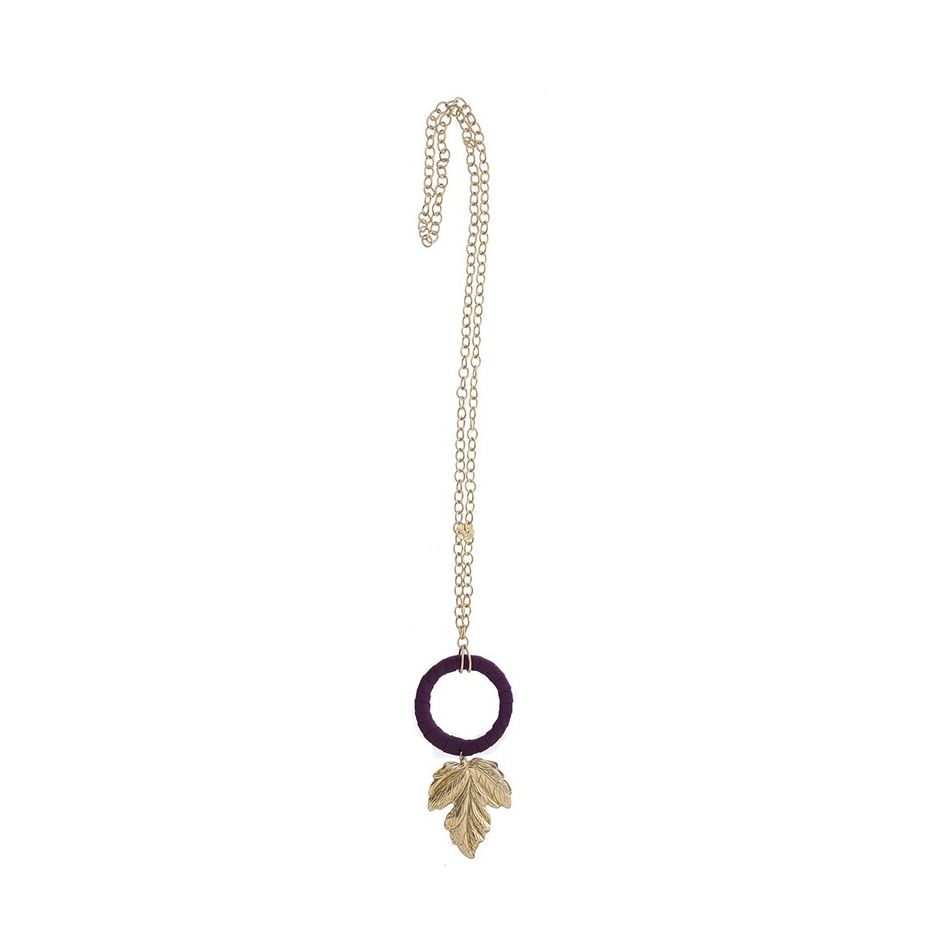 METAL LEAF PENDANT CHAIN LONG NECKLACE