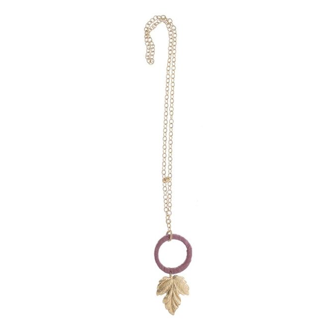 METAL LEAF PENDANT CHAIN LONG NECKLACE