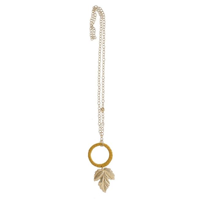 METAL LEAF PENDANT CHAIN LONG NECKLACE