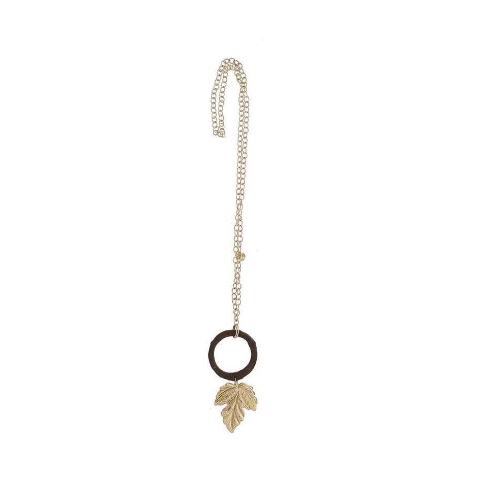 COLLAR LARGO CADENA COLGANTE HOJA METAL